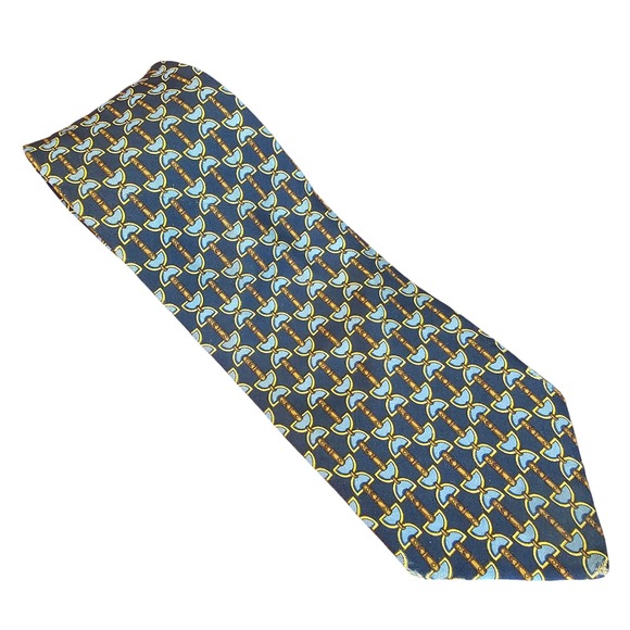 Brooks Brothers Other - Vintage 80s Brooks Brothers‎ Makers Silk Tie Navy Gold Equestrian Ivy League USA